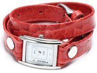 La Mer Collections LMSTW7005 Simple Red Croco Embossed and Silver Wrap