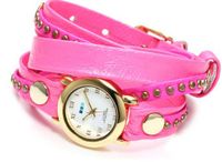 La Mer Collections LMSW4000 Layered and Studded Neon Pink and Gold Bali Wrap
