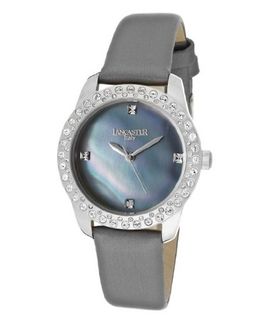 Blue Mother Of Pearl Dial Gray Silk/Genuine Leather