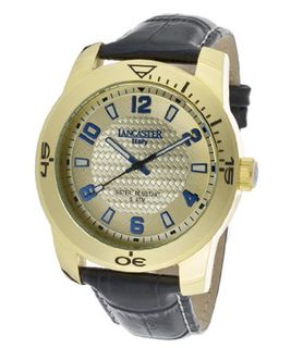 Gold Tone Dial Blue Genuine Leather