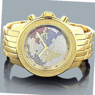 Luxurman World Map Diamond 0.25ct Yellow Gold