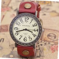 MagicPiece Handmade Vintage Style Leather For  Big Dial Cow Leather of Vintage Style in 5 Colors: Red