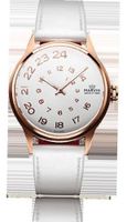Ladies Marvin Exotic Rose Gold Spiraling Silver Dial Off-white Leather Swiss Made Dress