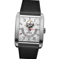 Marvin Automatic Swiss Made Open Heart Silver Dial Black Leather