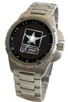 "U.S. Army" Emblem Stainless Steel Sport With Elapsed Time Turning Bezel and Stainless Steel Bracelet From Military Time