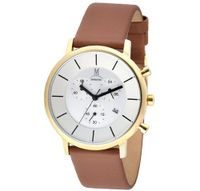 Momentus brown Leather Band Rose Gold Ion Plated Bezel FD236G-02BG