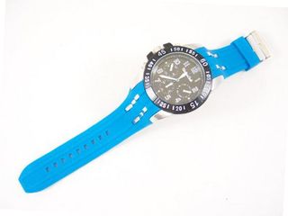 Montres Carlo Blue and Black Large Face Sports Rugged Wrist -- Left Handed