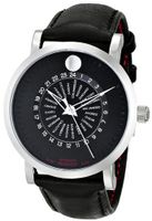Movado 0606697 Red Label Stainless Steel Case Black Calfskin Leather Black Dial