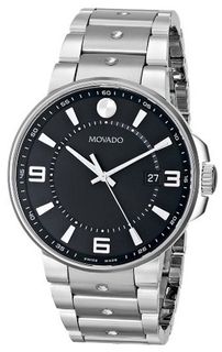 Movado 0606761 SE. Pilot Stainless Steel Case and Bracelet Black Dial
