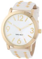 Nine West NW/1492WTWT Gold-Tone Stud Accented White Strap