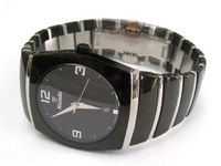 MENS LARGE NIVADA SWISS WATCH ROUND BLACK CERAMIC STAINLESS STEEL HIGH QUALITY