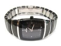 WOMENS NIVADA SWISS WATCH SQUARE BLACK CERAMIC STAINLESS STEEL HIGH QUALITY STUD DIAL