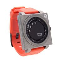 uNOVO watch Novo the UNKNOWN RAW and Red Square Face with Red Rubber Strap 