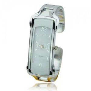 Fashionable Elegant Stainless Steel Rectangle Dial Quartz Movemwnt Bracelet -White