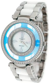 Oniss Blue Sky Diamond Silver Tone Stainless Steel White Ceramic Combo #ON385-L7