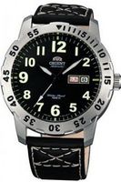 Orient #EM7A003B Aviator Leather Strap Black Easy Reader Dial Automatic