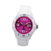 Paris Woman Silicone Quartz Calendar Date White and Pink Dial Designed in France Fashion