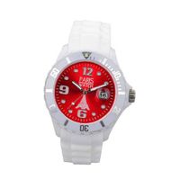 Paris Woman Silicone Quartz Calendar Date White and Red Dial Designed in France Fashion