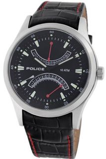 Police PL-11181JS/02 High Beam Black Leather Dual-Time Date