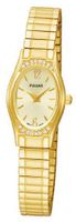 Pulsar PEGE42 16 Crystals Gold-Tone Expansion Bracelet Champagne Sunray Dial