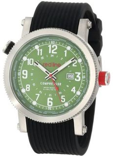 red line 18003-08WH Compressor Green Dial World Time Black Silicone