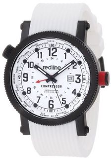 red line RL-18003-BB-02BK-WH Compressor World Time White Dial White Silicone
