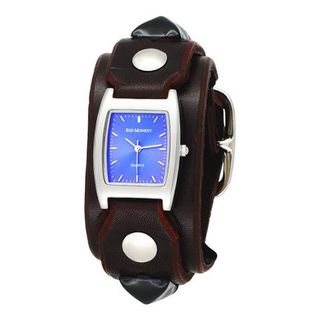 Red Monkey Designs Unisex RM159-RBLA2 Rebel 2 Brown Leather Blue Dial