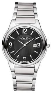 Roamer Swiss Elegance Quartz with Black Dial Analogue Display and Silver Stainless Steel Bracelet 507856 41 55 50