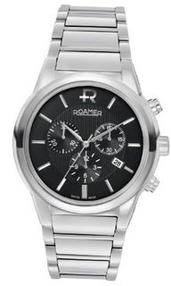 Roamer Swiss Elegance Quartz with Black Dial Chronograph Display and Silver Stainless Steel Bracelet 507837 41 55 50
