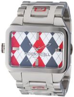 Rockwell Time Unisex DT103 Duel Time Stainless Steel Silver and Red Argyl