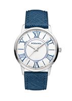 Rodania Swiss Maura Quartz with Silver Dial Analogue Display and Blue Leather Strap RS2506622