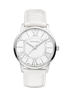 Rodania Swiss Maura Quartz with Silver Dial Analogue Display and White Leather Strap RS2506620