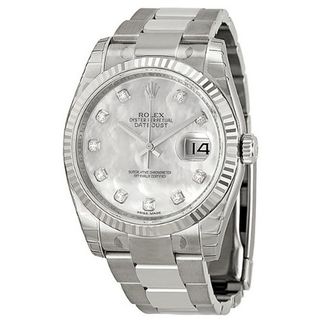 Rolex Datejust Mother of Pearl Dial Automatic Stainless Steel White Gold Bezel Ladies 116234MDO