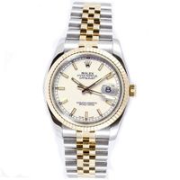 Rolex New Style Heavy Band Stainless Steel & 18K Gold Datejust Model 116233 Jubilee Band Fluted Bezel White Stick Dial