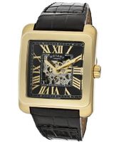Editions Automatic Partially See Thru Dial Gold Tone IP Case Black Genuine Leather
