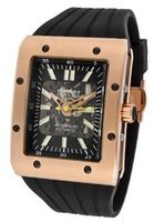 Rotary Automatic Partially See Through Dial Rose Gold Tone/Black Ip Case Black Rubber