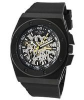 Rotary Automatic Skeletonized Silver/Black Dial Black Ip Case Black Rubber