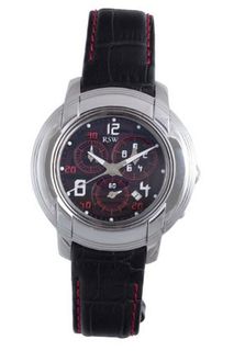RSW 4130.BS.L1.14.00 Volante Round Black Dial Chronograph Sapphire Crystal with Red Topstitching