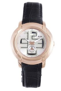 RSW 9130.PP.L1.52.00 Volante Rose Gold PVD Stainless Steel Green and Silver Dial Luminous Black Leather