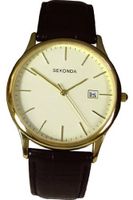 Sekonda Quartz with Beige Dial Analogue Display and Black Leather Strap 3697.27