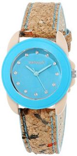 Sprout ST/1057BLCK Swarovski Crystal Accented Blue Dial Natural Cork Strap