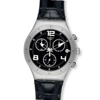 S Irony Black Casual Dial Chronograph Black Leather YCS569
