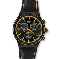 S YVB400 Noho Time Yellow Black Chrono Date Dial Leather Band  NEW