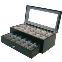 uTech Swiss Box for 24 es Black Matte Finish XL Wide Compartments Soft Cushions Clearance Large es Window 