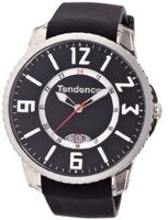 Tendence Slim- Pop Unisex Quartz with Black Dial Analogue Display and Black Plastic or PU Strap TG131004
