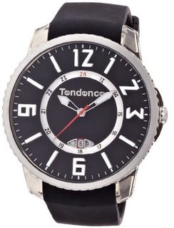 Tendence Slim- Pop Unisex Quartz with Black Dial Analogue Display and Black Plastic or PU Strap TG131004