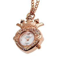Time100 Crown Diamond Necklace Rose Golden Case Ladies #W50066L.02A