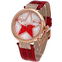 Time100 Diamond Starry Dial Red Strap Ladies #W50058L.05A