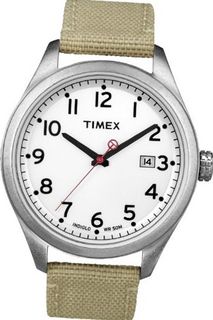 Timex Originals T2N222 T Series White Dial Khaki Strap