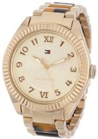 Tommy Hilfiger 1781347 Casual Sport Gold-Plated Coin Edge Bezel and Tortoise Center Links